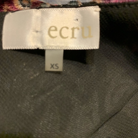 Ecru Women’s Velvet Floral V-Neck Blouse -XS - Picture 6 of 10